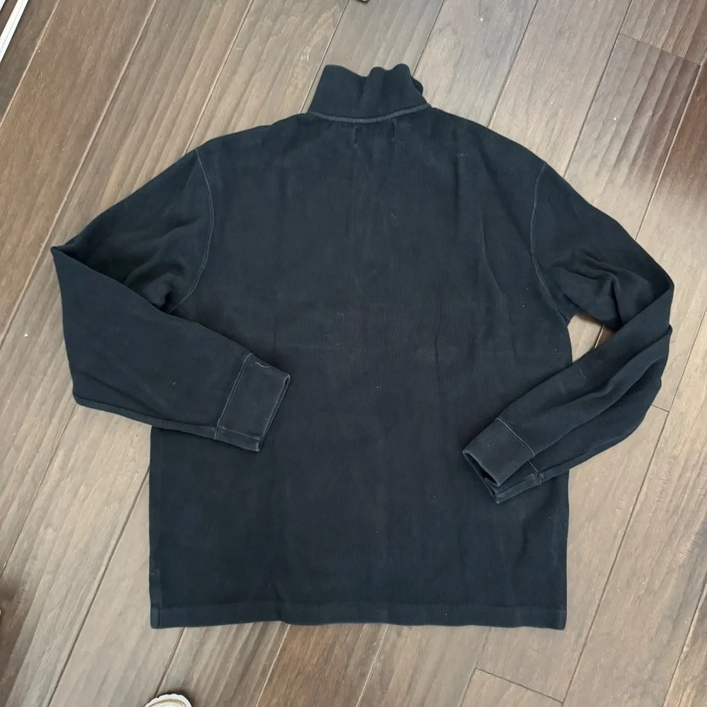 Polo Ralph Lauren Black Knit Quarter Zip 90s 100% Cotton Size Large